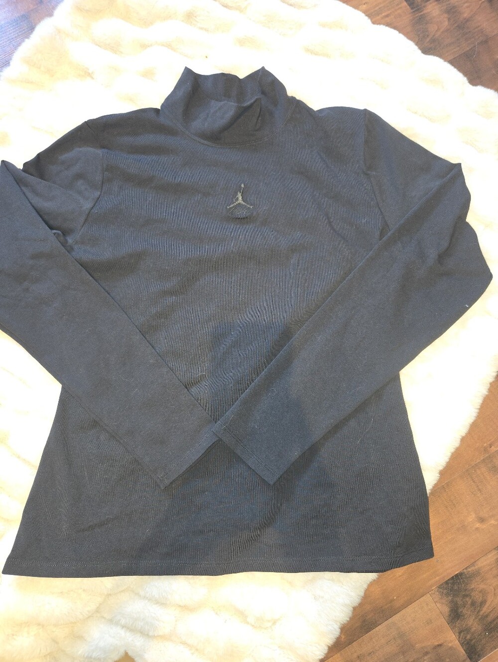 Nike Jordan Brand Black Mock Neck Long Sleeve Athletic [Large] Jumpman Vintage